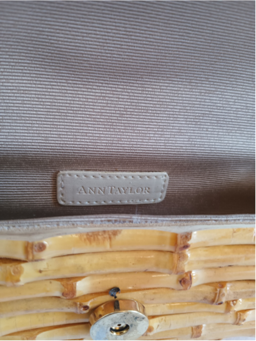 Ann Taylor Classic Bamboo Minaudière Clutch vintage 90s fun kitsch natural wood - Picture 5 of 11